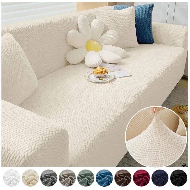 Stuhlabdeckungen Jacquard Dicke elastische Sofa -Abdeckung Slipbezug für Wohnzimmer Stretch Polar Fleece Sessel Ecke Couch 1 Cover 2/3/4 Sitz