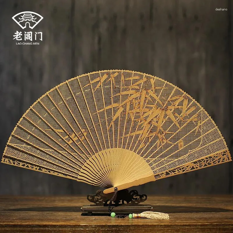Decorative Figurines |ebony Doors Of Chang Gift Collectables - Autograph Hollow Out Folding Fan To Restore Ancient Ways The Sandalwood