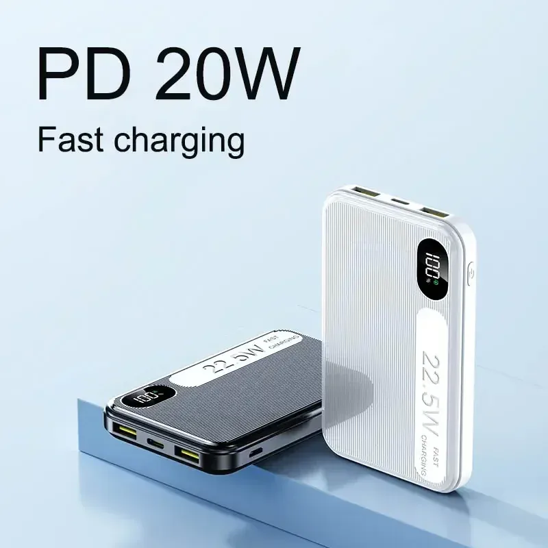 PD22.5W Affichage numérique Banque de puissance de charge rapide Ultra Slim Poverbanks Mini Power Bank 10000mAh Super Charge