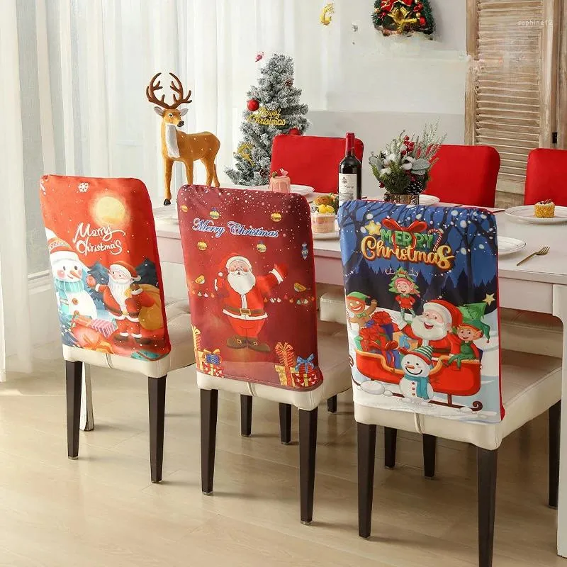 Chaves de cadeira Capas de desenhos animados criativos de Natal não tecidos Impressa Dining of Festive Atmosphere Decoration