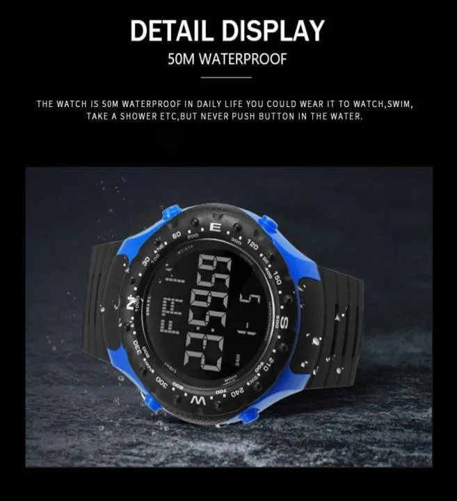 Luxury Watch for Men 5bar Imperproof Smael Watch S Shock Resist Rester Cool Big Men Watche Sport Military 1342 LED Digital Wrsitwatches 8315562