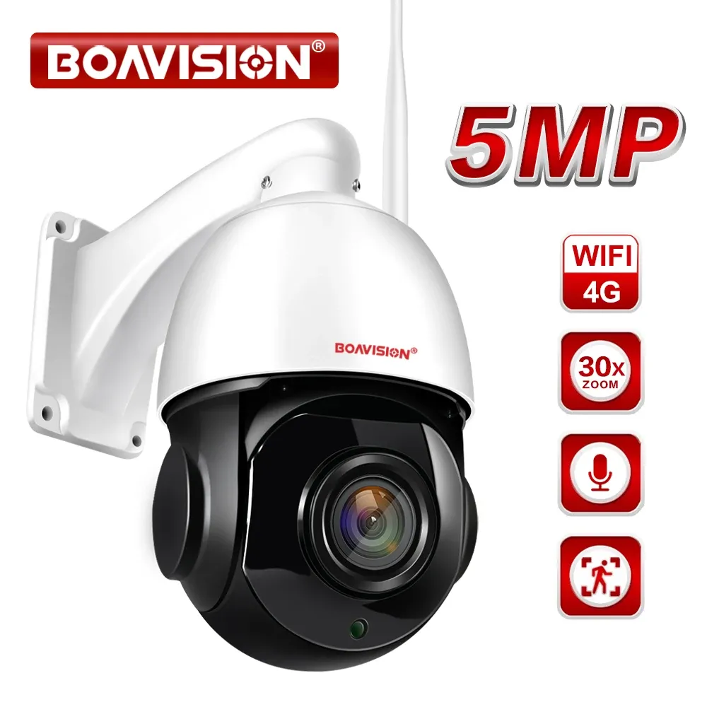 Câmera IP de câmeras 5MP 30x Zoom Wi -Fi Wireless PTZ Câmera 4G CARTA SIM SIM AI Rastreamento automático Câmera de vigilância P2P CCTV de duas vias