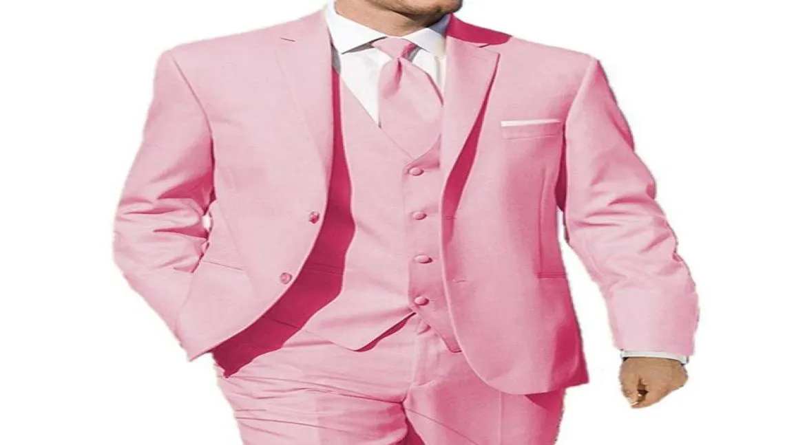 Pink Wedding Tuxedos Groom Wear Three Piece Classic Style Custom Made Dinner Party Men Suit Jacket Pants Vest 20182770217