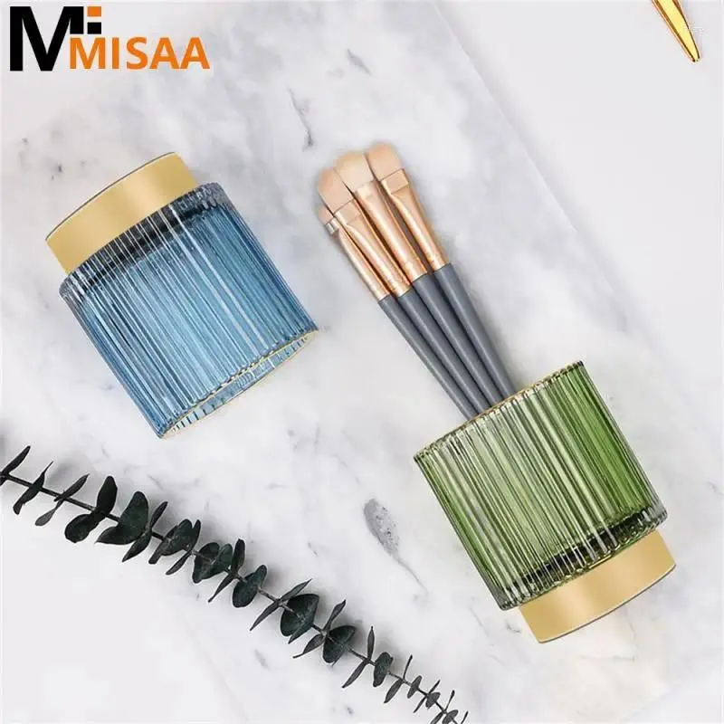 Boîtes de rangement porte-stylo décoration de maison de maquillage en verre brosse Phnom Penh épaissoir le vase de texture riche en seau de salle de bain