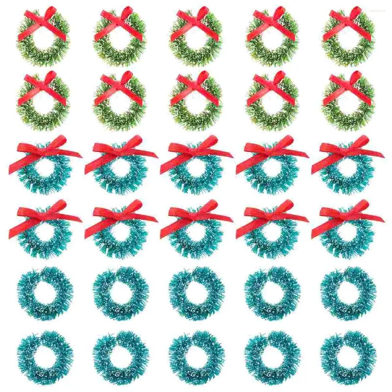 Fleurs décoratives 30 pcs Noël mini couronnes couronnes artisanat décoration ornement sisal soie suspendue