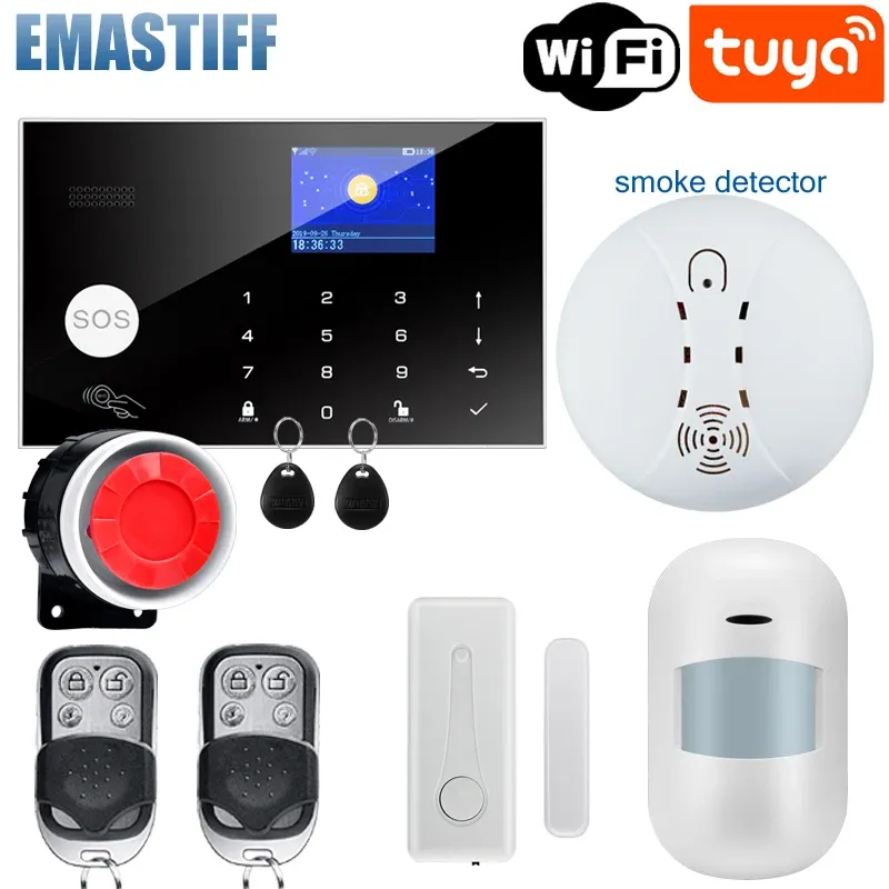 Комплекты Touch Cowepad Wi -Fi GSM Беспроводной проводной грабитель системы по охране безопасности Home Security System Tuya Smart Life App Control с Alexa