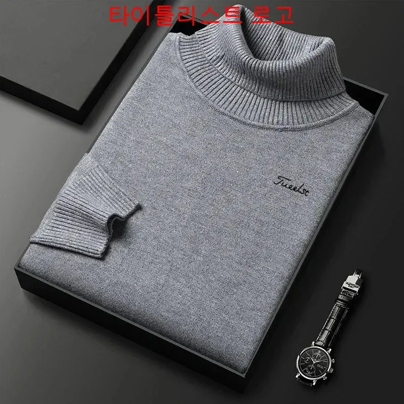 Shirts Brand Titlesit Men Golf Sweater Winter Men's Wool Pullover High Collar Soft and Warm Pullover Knitted Sweater Men's Golf Wear