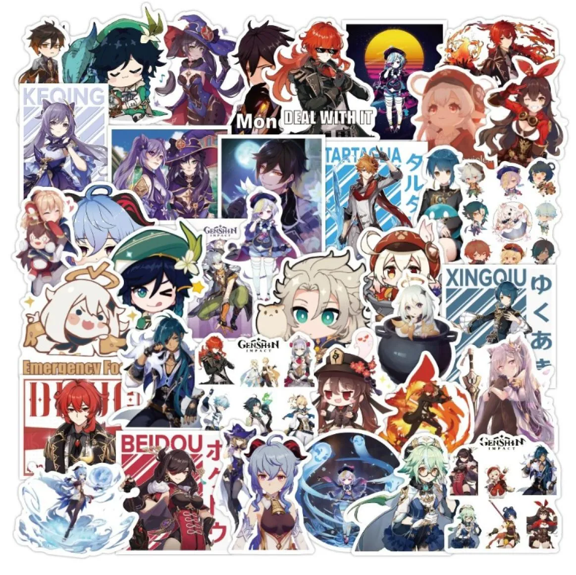 50pcslot Anime Genshin Impact Sticker Cartoon Open World Game Stickers para laptop Motorcycle Skateboard Travel Case Phone4209150