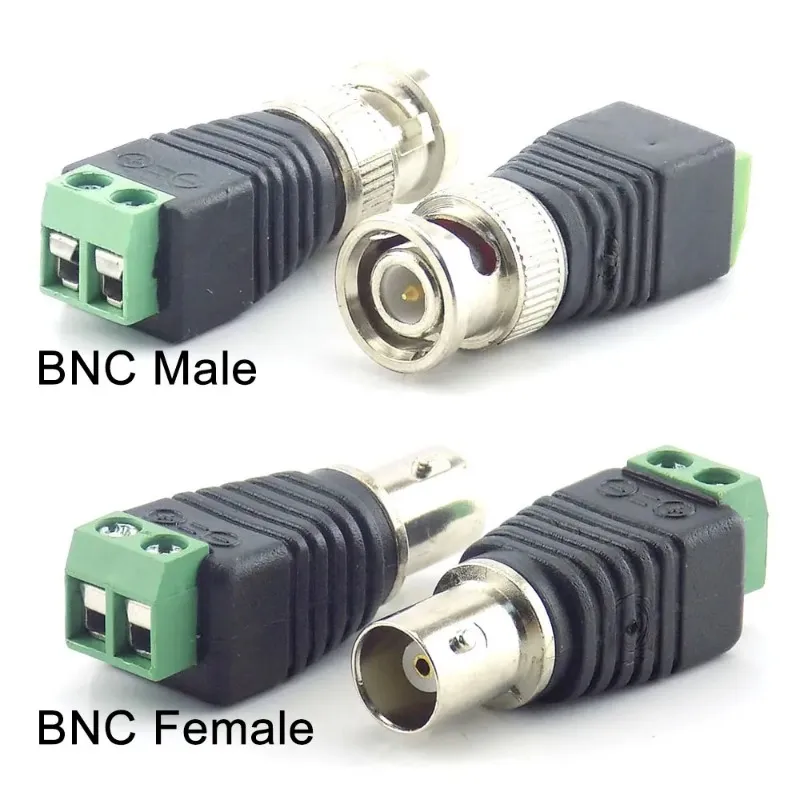 BNC Conector femenino masculino Cat5 a BNC Femenino Femenino Conector masculino de 12V CC para luces LED Strip las CCTV Accesorios de cámara CCTV