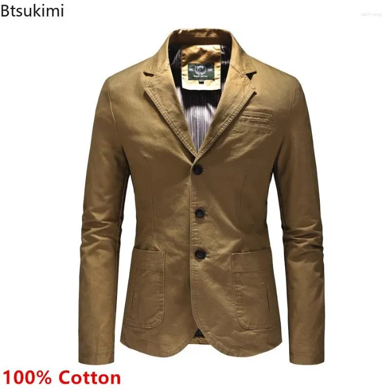 Abiti da uomo primaverile giacca blazer autunno di alta qualità affari casual slim bass tacca multimesatore di abiti di cotone puro cotone