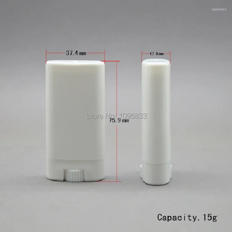 Storage Bottles 15G Empty Plastic Lip Tube Oval Flat Shape White Transparent Deodorant Bottle Cosmetic Packing Container 50pcs/Lot