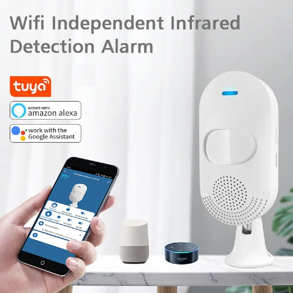 Détecteur Taiboan Smart Wireless WiFi PIR Motion Alarm Sounda Alarm Alarm infrarouge Détecteur Tuya application Remote Notification Security System