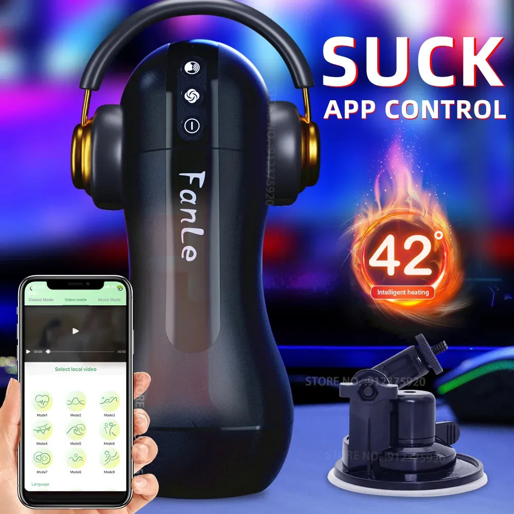 Bluetooth APP Remote Control Automatic Sucking Heated Male Masturbration Cup Blowjob Sex Machine Masturbator Toy Adult for Men 240326