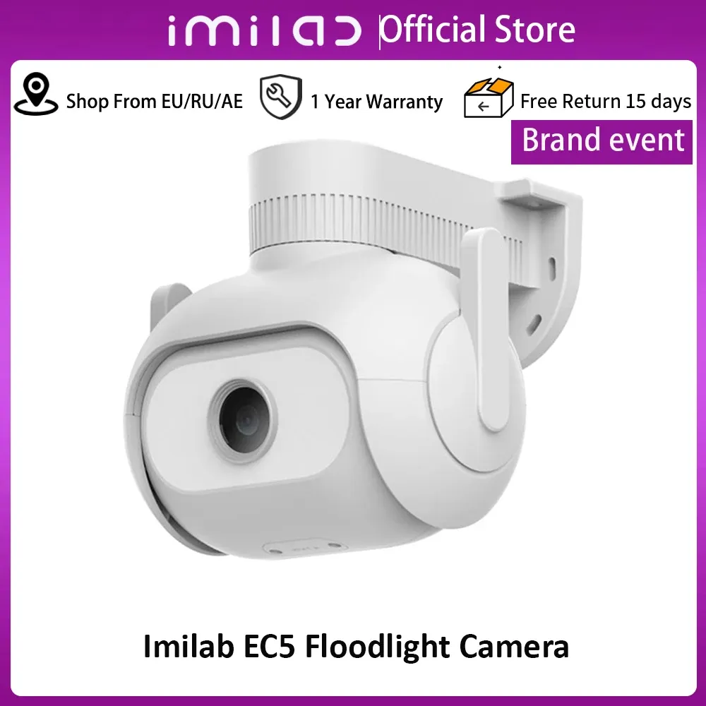 Cameras IMILAB EC5 Wifi Smart Security System Kit, Outdoor Video Surveillance, IP Wireless App Control, Floodlight Camera, 2K