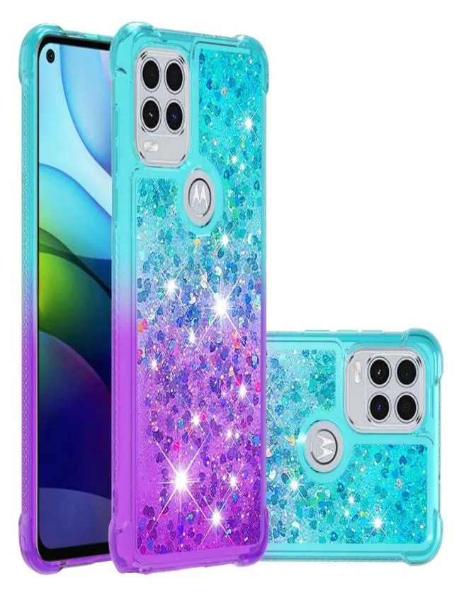 Bling Flowing Quicks and Cases Liquid Lradient Glitter TPU المعزز لزوايا Moto E6 E7 G9 Plus G Pure Stylus 5G 2022 Play 2026346324