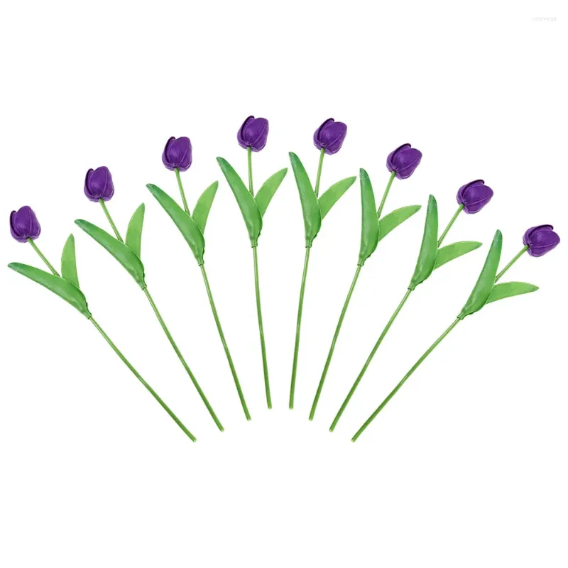 Fleurs décoratives 8 pcs simulation tulip fausses plantes fausses pour vase courte branche des tulipes réalistes