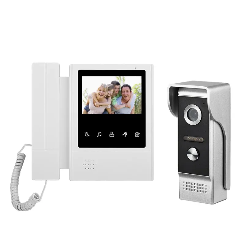 Campainhas de 4,3 polegadas com fio de vídeo Sistema de telefonia visual de intercomunicação visual com 1 monitor+1*700tvl câmera externa para vigilância doméstica