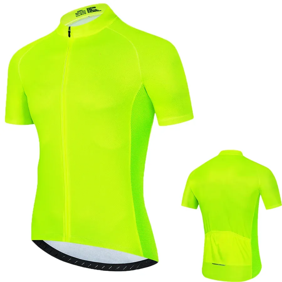 Zet zomer fluorescerende gele fietstrui shirt racen racen sport fiets shirt ropa ciclismo pro team mtb fiets jersey fietsen slijtage