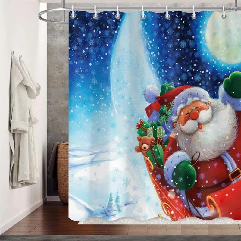 Rideaux de douche Santa Claus rideau festif de Noël étanche étanche décor doux de salle de bain durable pour un ajustement propre