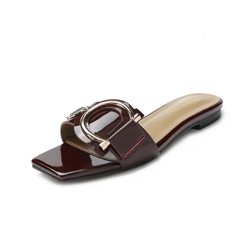 Dames slippers luxe designer lederen charmes sandalen kruis hielplatform slippers dames casuals mode schoenen 240328