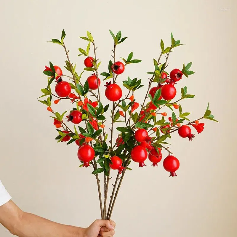 パーティー装飾家庭用装飾のための人工花ザクロ支店偽の植物レッドベリーガーデンアクセサリークリスマスサプライ