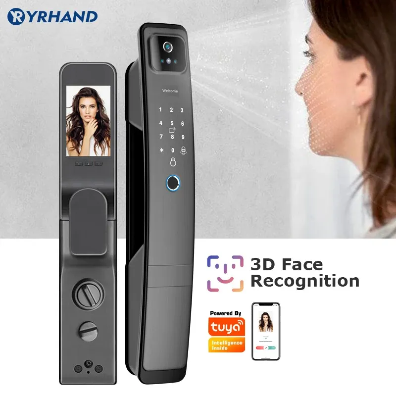 Verrouillage de la caméra Tuya Lock 3D Reconnaissance du visage Fechadura Inteligentte Digital Ainger Print Eletronica Tuya Smart Door Lock