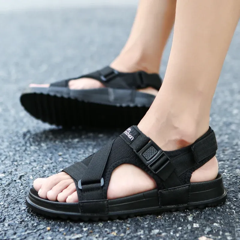 Sandals Dropshiping Sandals Men Shoes 2019 Gladiator Men's Sandals Roman Men Shoes Summer Flip Flops Gray Black Flat Sandals Large Size