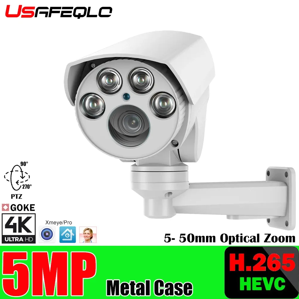 Kameror 5.0MP/8MP POE 10X PTZ IP -kamera H.265 ++ utomhusvattentät 5.055mm Optisk zoomkamera IR 80m P2P CCTV Security Metal Camera