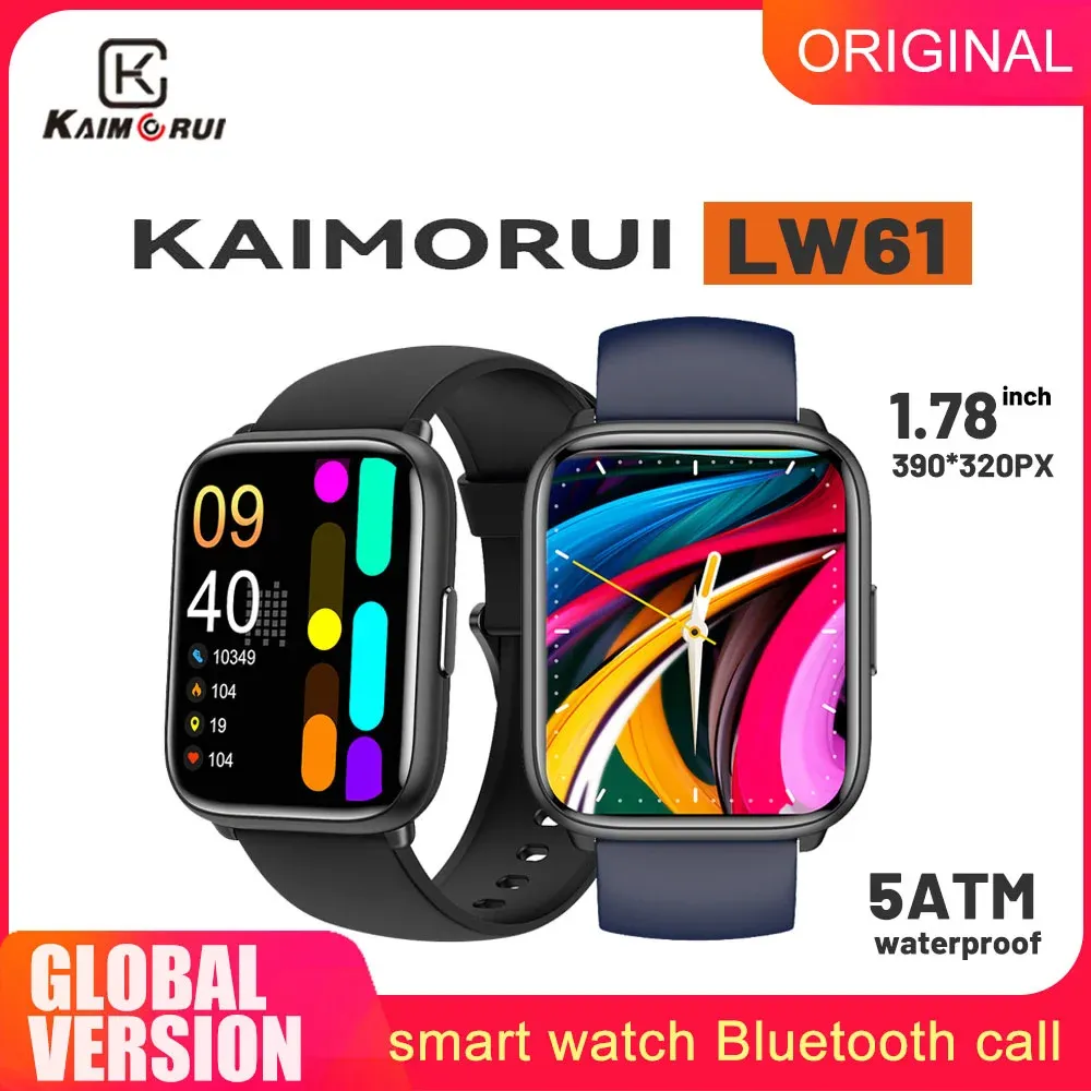 Montres KaimorUi LW61 Smart Watch 1,78 pouce Matériel cardiaque Monitor 100+ MODES SPORTS 5ATM Bracelet de fitness pour hommes Smartwatch imperméables Bracelet des femmes