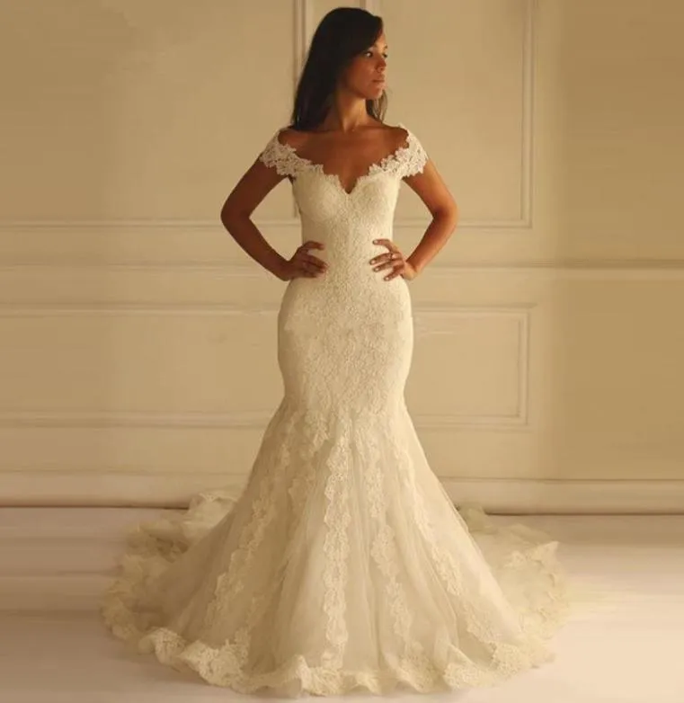 Setwell Sweetheart Mermaid Wedding Dress Off the Shoulder Sexy Back Floor Length Lace Beaded Bridal Gown2987217