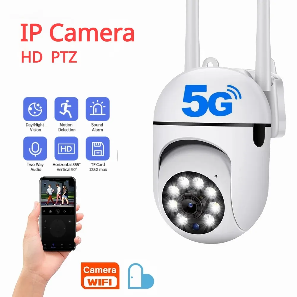 Kameras 5G PTZ IP -Kamera 1080p HD WiFi Überwachungskameras 2MP Full Color Nacht Vision Security Camera 4x Digital Zoom Wireless Kamera