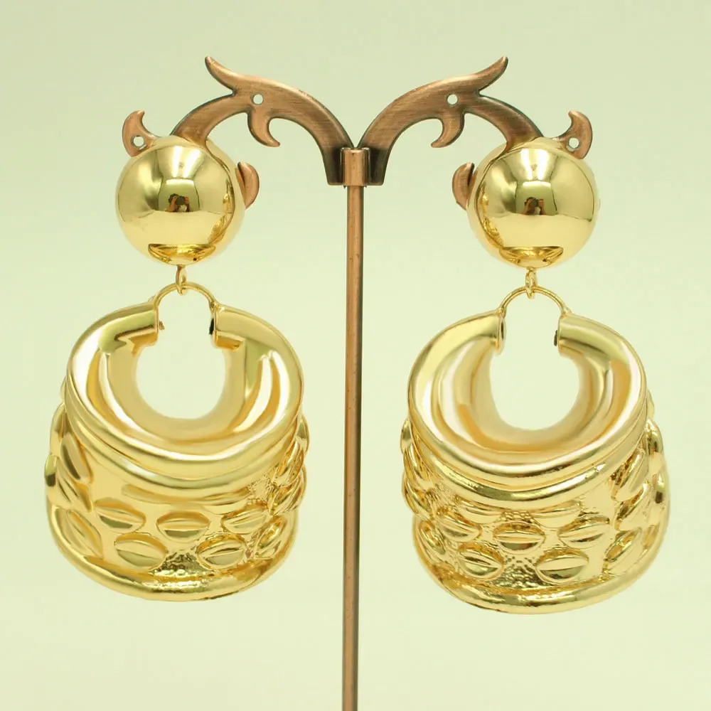 Outros brincos exagerados e pingentes de penduragem de 24k Jóias de jóias de ouro Jóias de presente de casamento de jóias grandes grandes