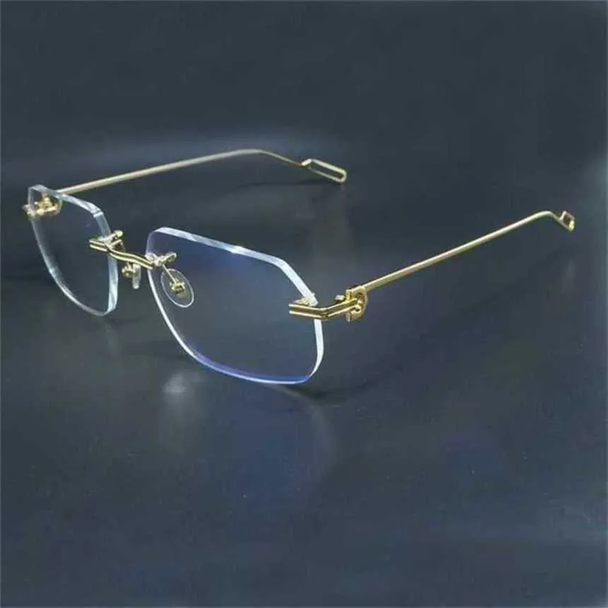 2024 Nieuwe hoogwaardige luxe designer Dames Zonnebril Damesrandloze bril met de bril Mode transparante brillen Desinger Clear Gold Frame Espejuelos Mujer -bril