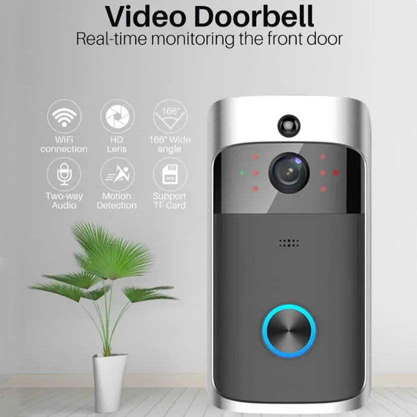 Sonnette de porte 1080p Video WiFi Door Door TUYA Smart Doorbell Security Camera Porte avec Pir Motion Detect Twoway Interphone Alexa Doorbells Google