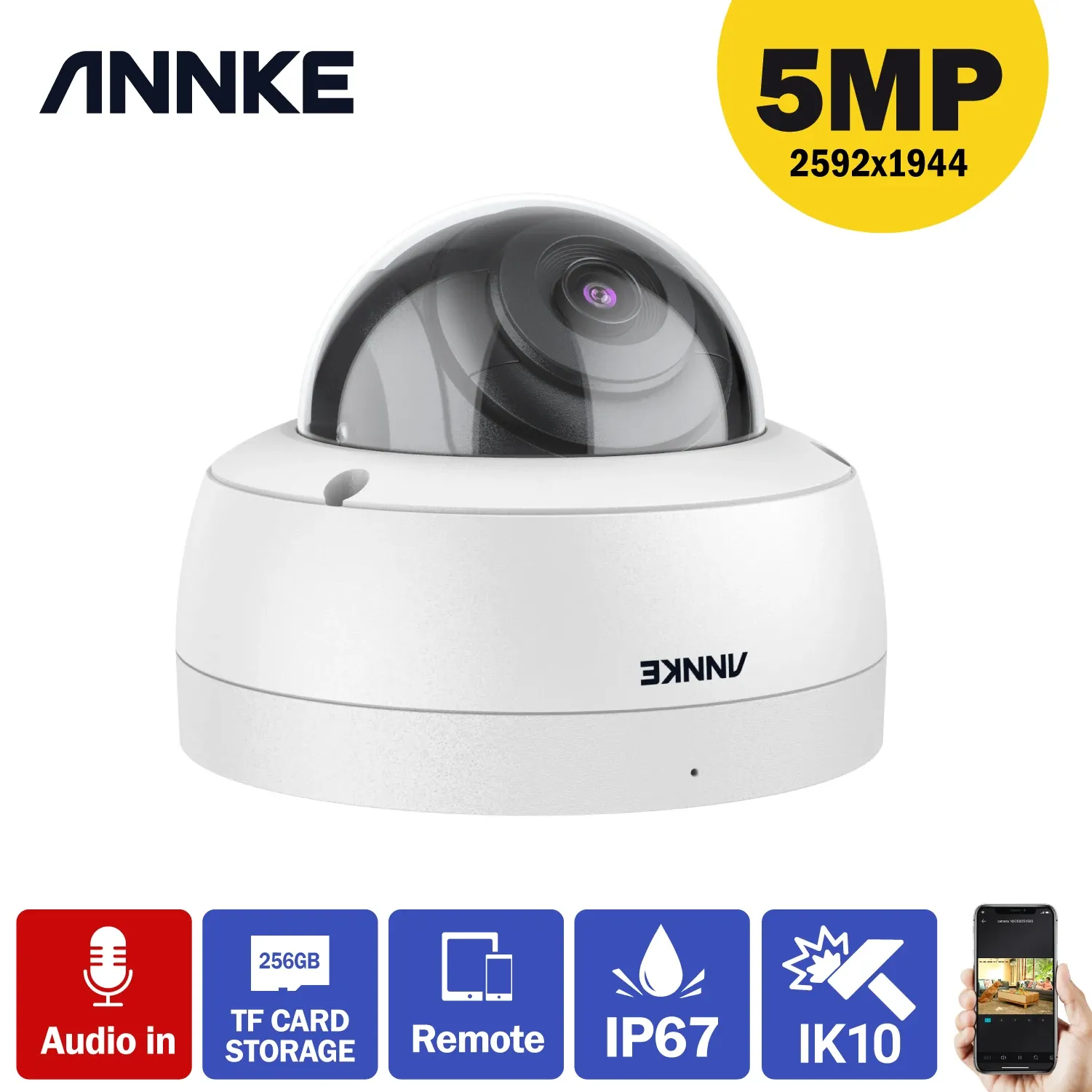시스템 Annke C500 5MP HD 보안 감시 시스템 카메라 내장 오디오 IP67 방수 풀 컬러 카메라 키트 녹음