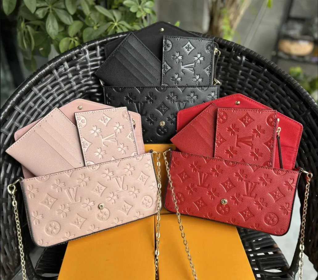 10a hoogwaardige 3 stks set vrouwen klassieke luxe designer tas mode handtassen schouderkoppeling tote messenger winkelscrossebody tas met doos