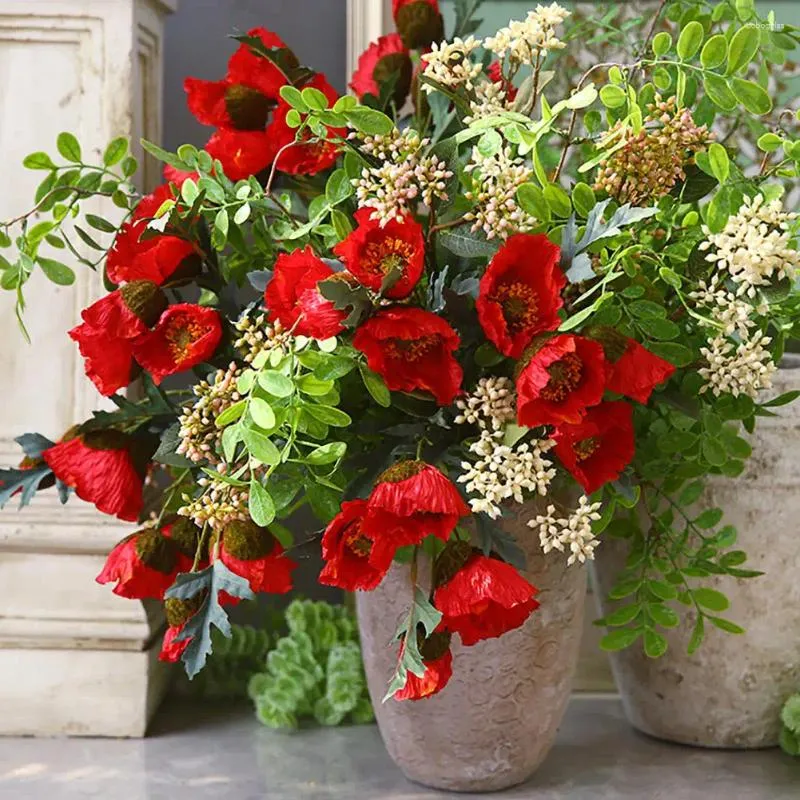 Kwiaty dekoracyjne vintage make sztuczny kwiat 46cm Symulacja jedwabna fałszywka na wesele el imprezowy dom z liśćmi