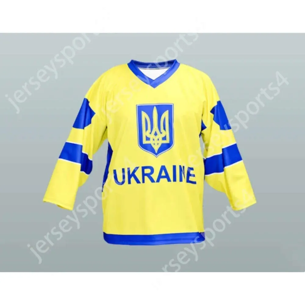Gdsir Custom YELLOW NAME 99 UKRAINE NATIONAL TEAM HOCKEY JERSEY NEW Top Ed S-M-L-XL-XXL-3XL-4XL-5XL-6XL
