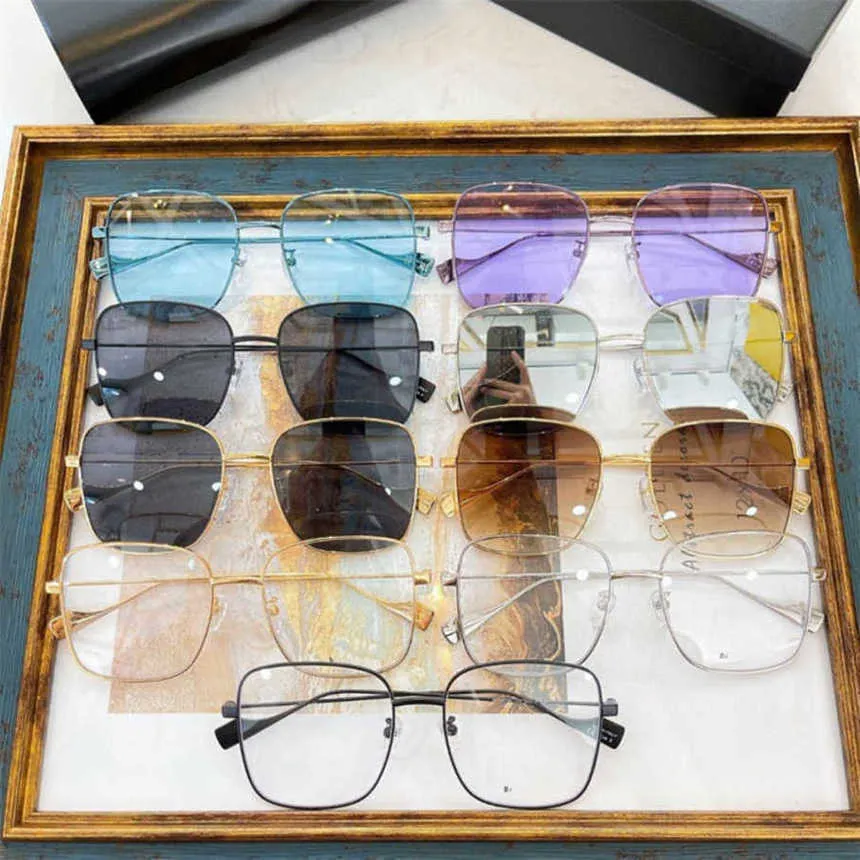 2024 New High Quality New luxury designer sunglasses double B large box plain color flat light mirror internet red same eyeglass frame BB0087