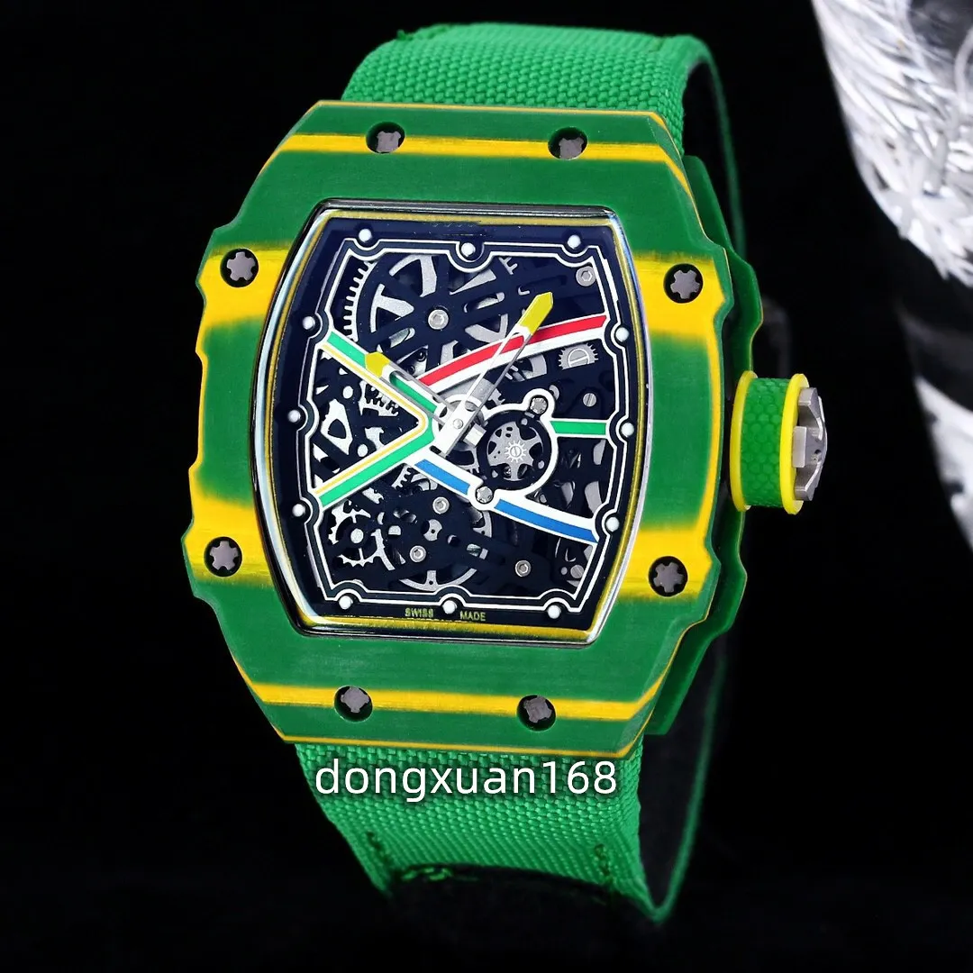 RM67-02 Meet 38,70 x 47,52 mm met zelfopwikkelende beweging Sapphire Glass Mirror Koolstofvezel Case Rubberen band