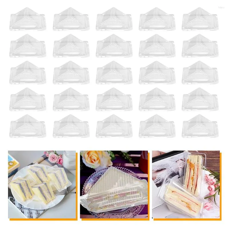 Nehmen Sie Container 70 PCs Packbox -Sandwiches Transparent Hülle Para Cupcakes Mezzanine Dreieck Plastik Plastikständer