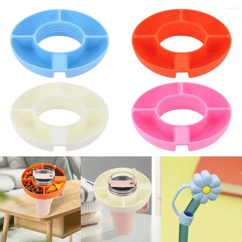 Piastre 2 in 1 snack e bevande tazza 4 compartimenti silicone ciotola multifunzione del bicchiere riutilizzabile per auto da viaggio domestica