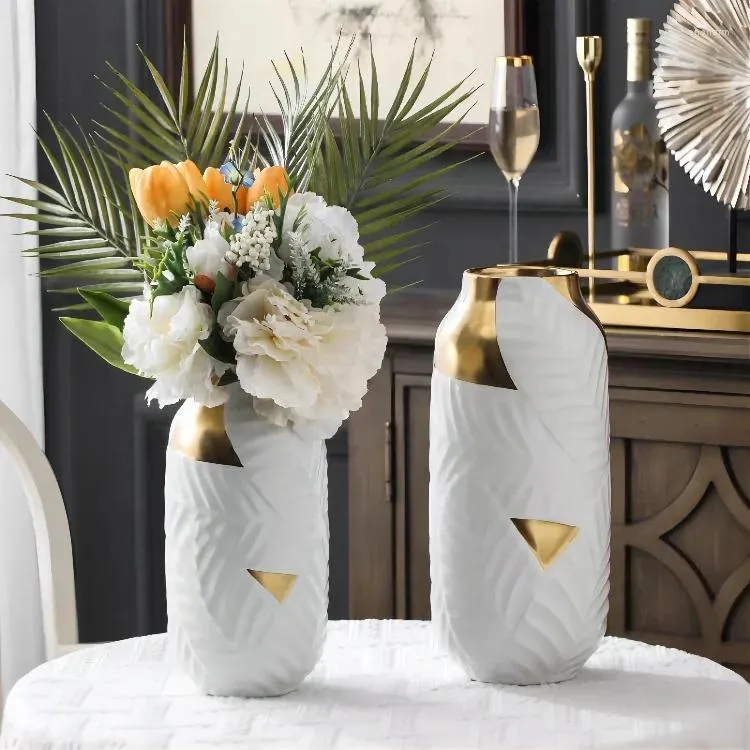 Вазы современные роскошные керамические вазы белого золота