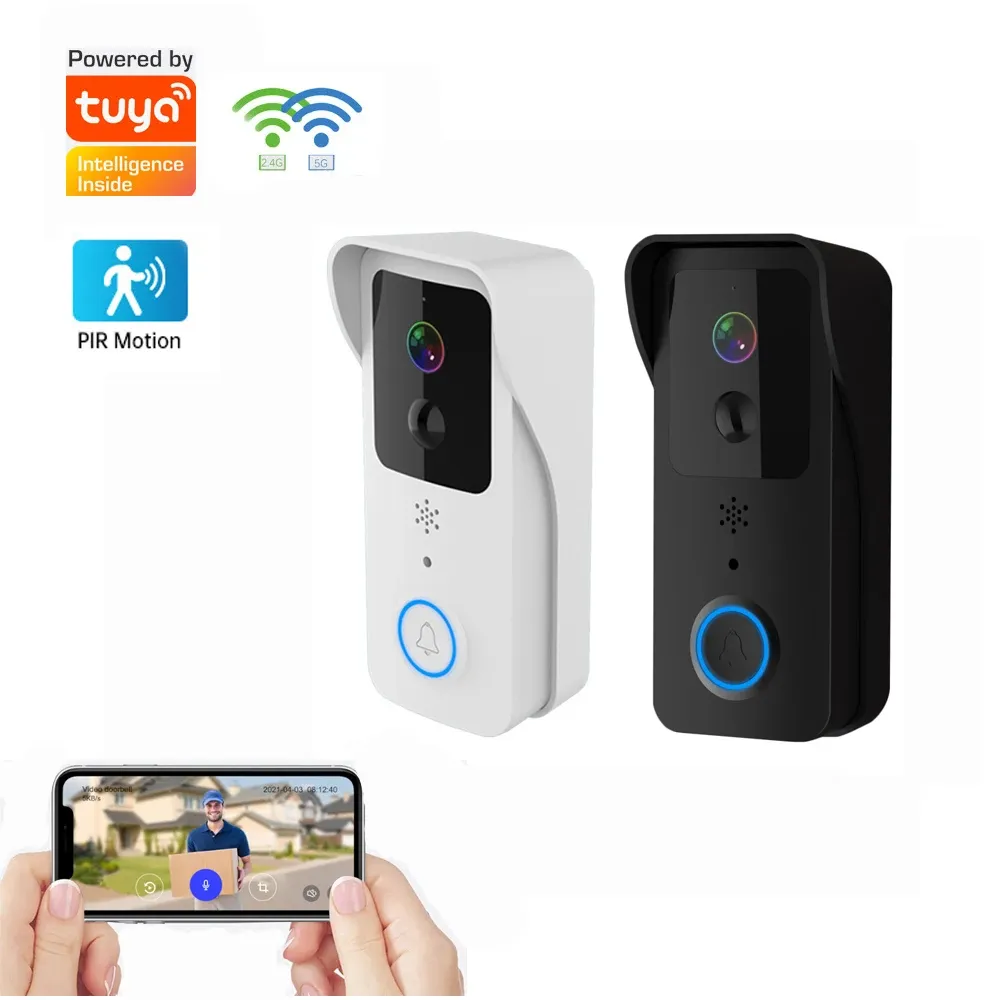 Doorbell Tuya App 2.4G/5G Wi -Fi Smart 1080p wideo Kamera do drzwi zabezpieczająca PIR Kamera Motion Camera Intercom Night Vision Wizja bezprzewodowa