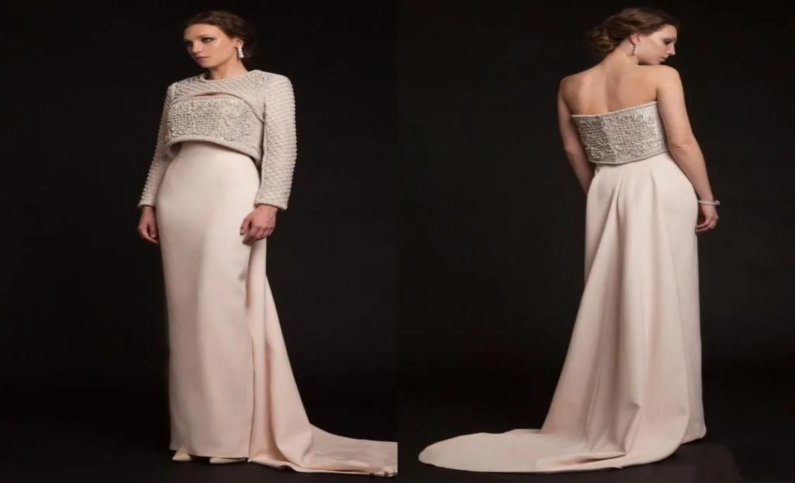 KRIKOR JABOTIAN 2019 Luxus Langperlen Abendkleider Elegante Jacke Langarmes Kristallperlen neueste moderne Promi -Prom Part4298793