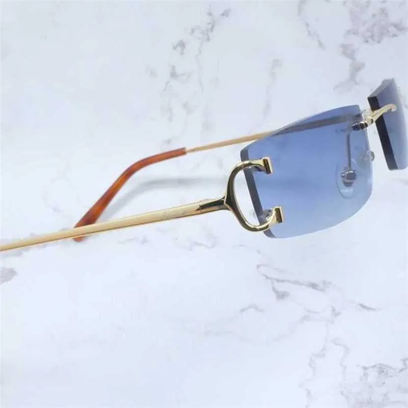 2024 10% OFF Luxury Designer New Men's and Women's Sunglasses 20% Off Small Square Men Rimless Metal Big Wire Glasses Summer Shades Eyewear Women Accessories Sunglass