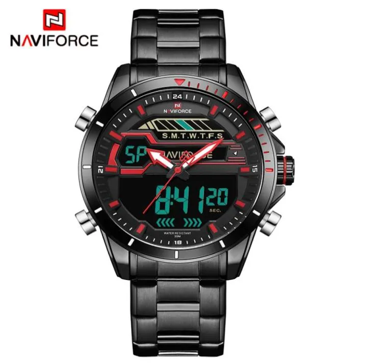 Top Luxury Brand Naviforce Men Sport Watches Men039s Quartz Digital LED Clock Men Full Steel Army Military Tamesproof Wrist Wat9118337