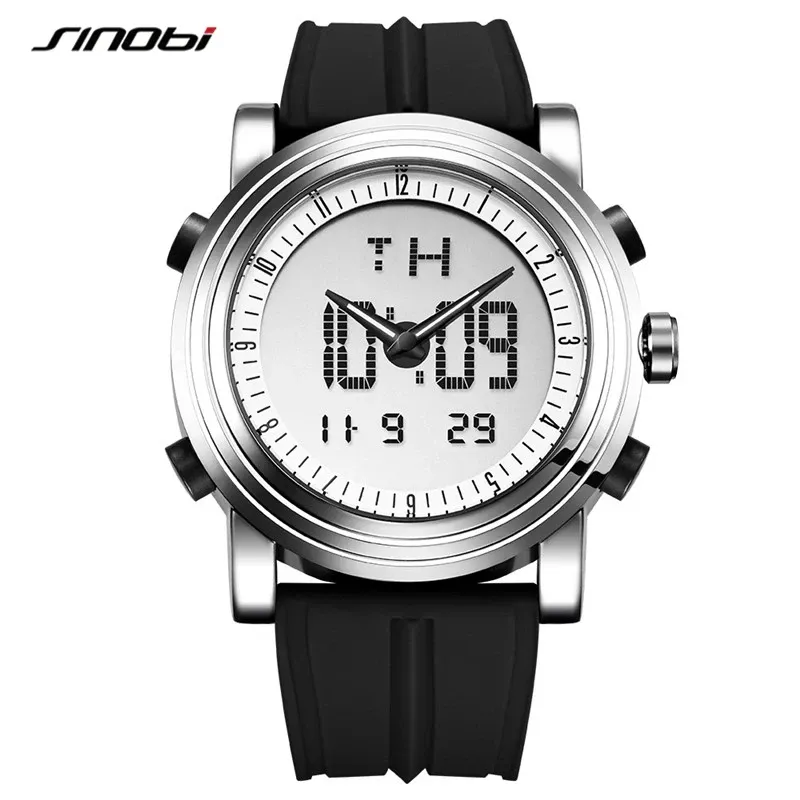 Watches Sinobi Sports Mens Quartz Digital Wrist Watches Man Stock Watch Date Waterproof Chronograph Running Man's Clocks Montres Femmes