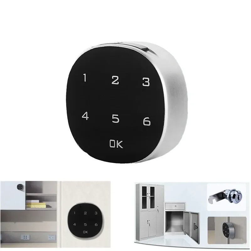 Lock 6 Digits Smart Electronic Password Lock Security Lock Wooden Cabinet Keypad Drawer Office Digital Electronic File Door Lock