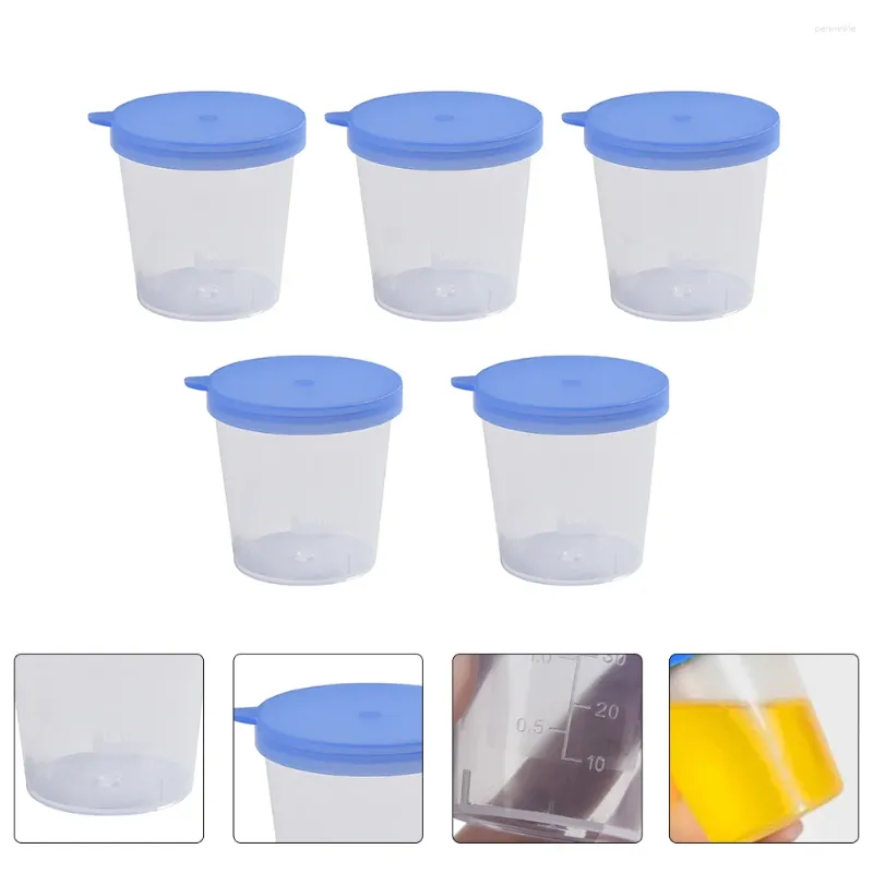 Wegwerpbekers rietjes 5 pc's urinekop meten opslag Het vloeistofmonstercontainer Test plastic monster